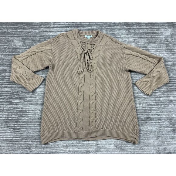 She + Sky‎ Sweater Womens Large Brown Knit Long Sleeve Heavyweight - Picture 1 of 12